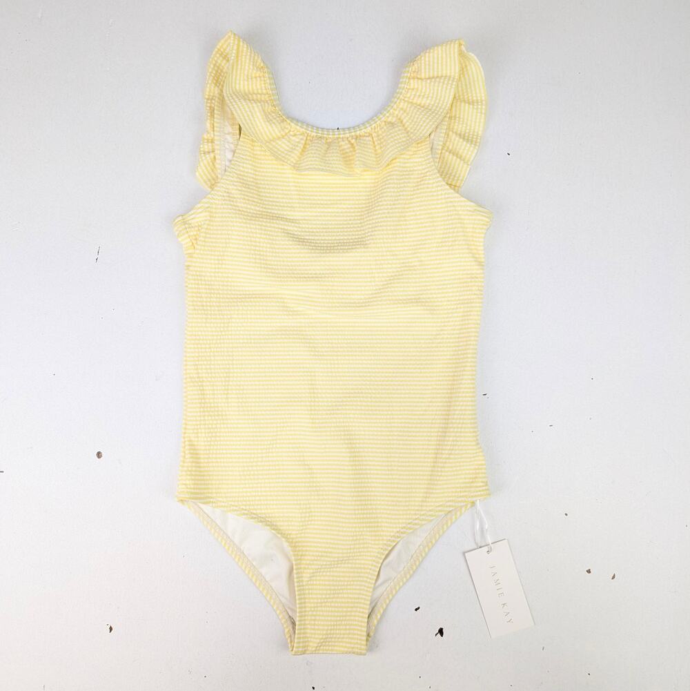 Jamie Kay Girls 8 Emmeline Swimsuit - Camomile Stripe (Yellow & White)